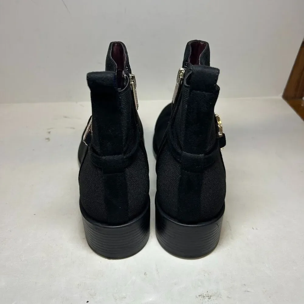 Tommy Hilfiger Womens 9 M Black Faux Suede Imiera Ankle Booties NIB RY3